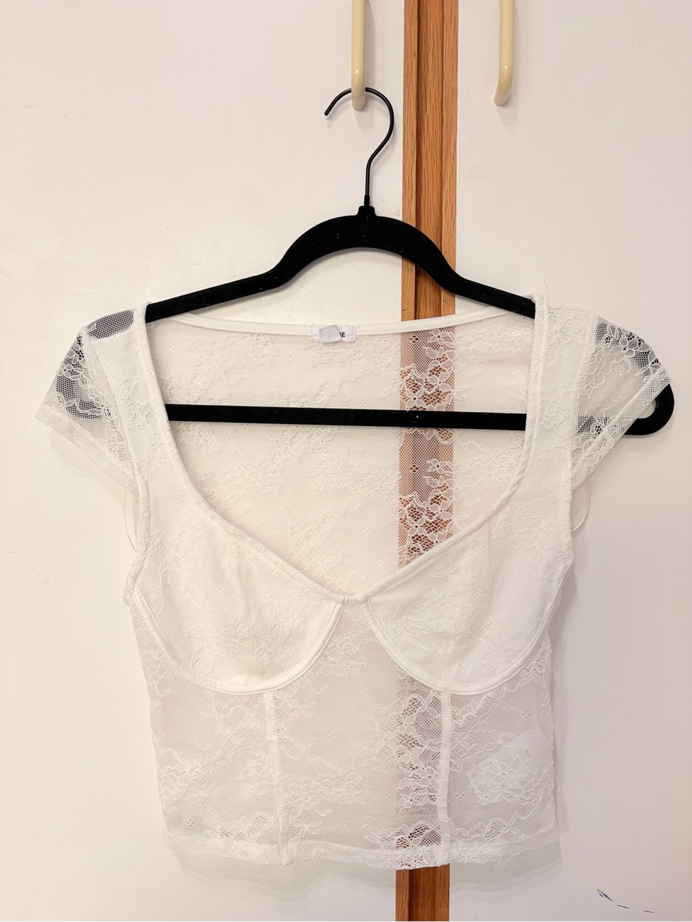 Garage White Lace Bustier Crop Top